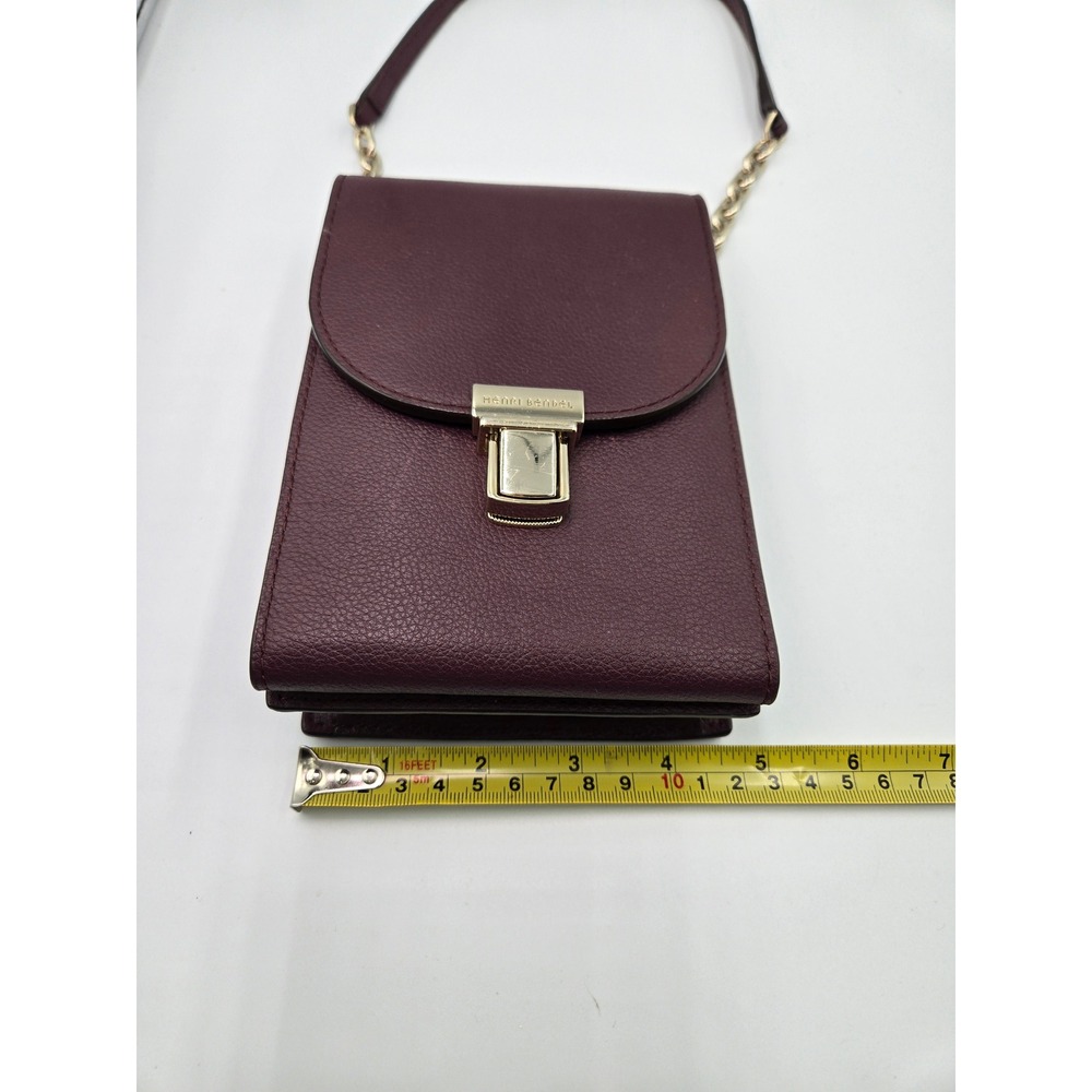 Henri Bendel New York Burgundy Leather Cell Phone Crossbody Bag - Picture 13 of 15